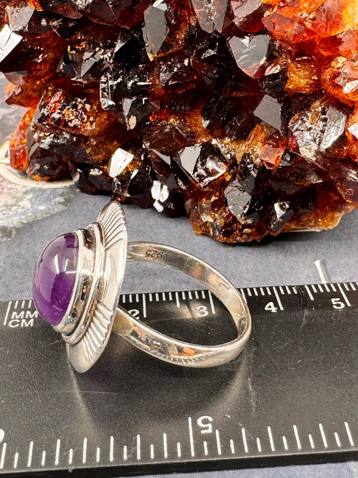 Amethyst Silver Ring Size 11 - “I trust my intuition and allow it to guide me each day”