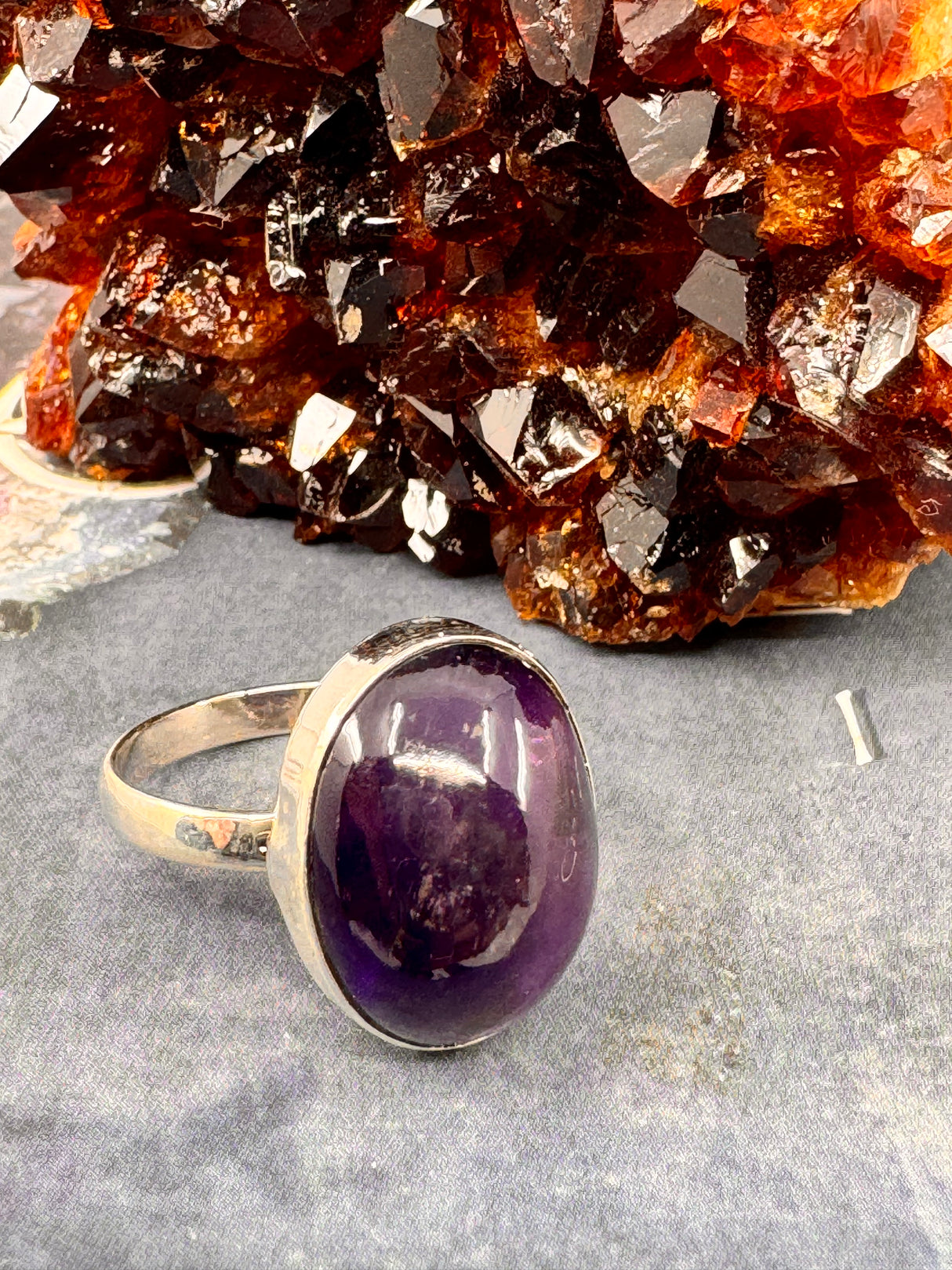 Amethyst Silver Ring Size 11 - “I trust my intuition and allow it to guide me each day”