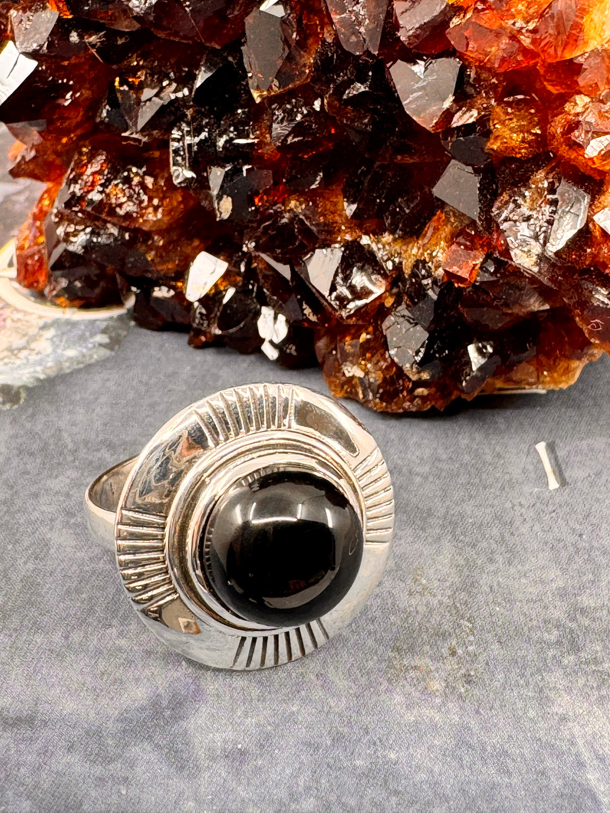 Black Onyx Silver Ring Size 9 -"I am focused and can do anything I set my mind to."