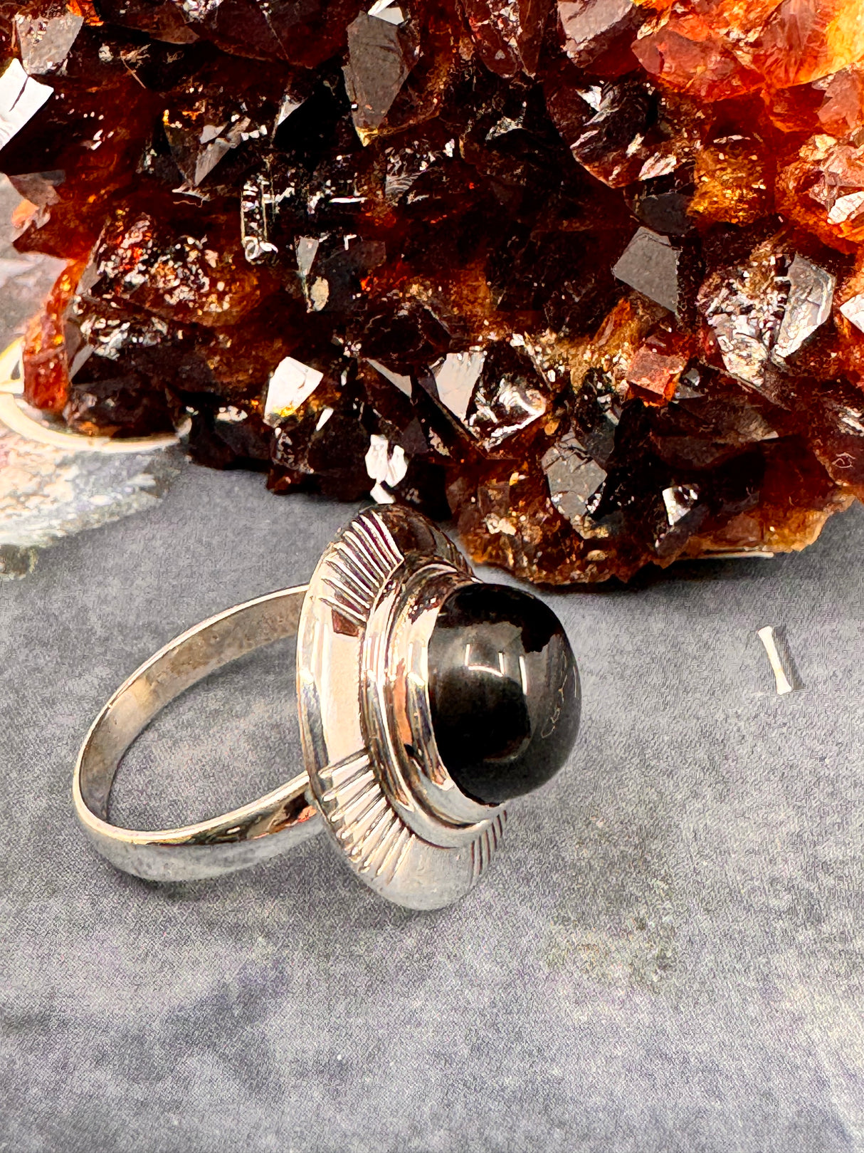 Black Onyx Silver Ring Size 9 -"I am focused and can do anything I set my mind to."