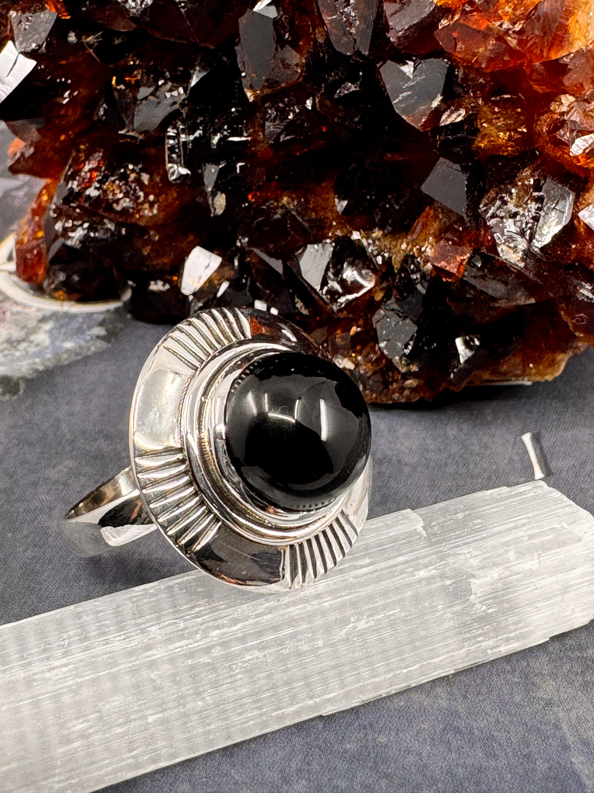 Black Onyx Silver Ring Size 9 -"I am focused and can do anything I set my mind to."