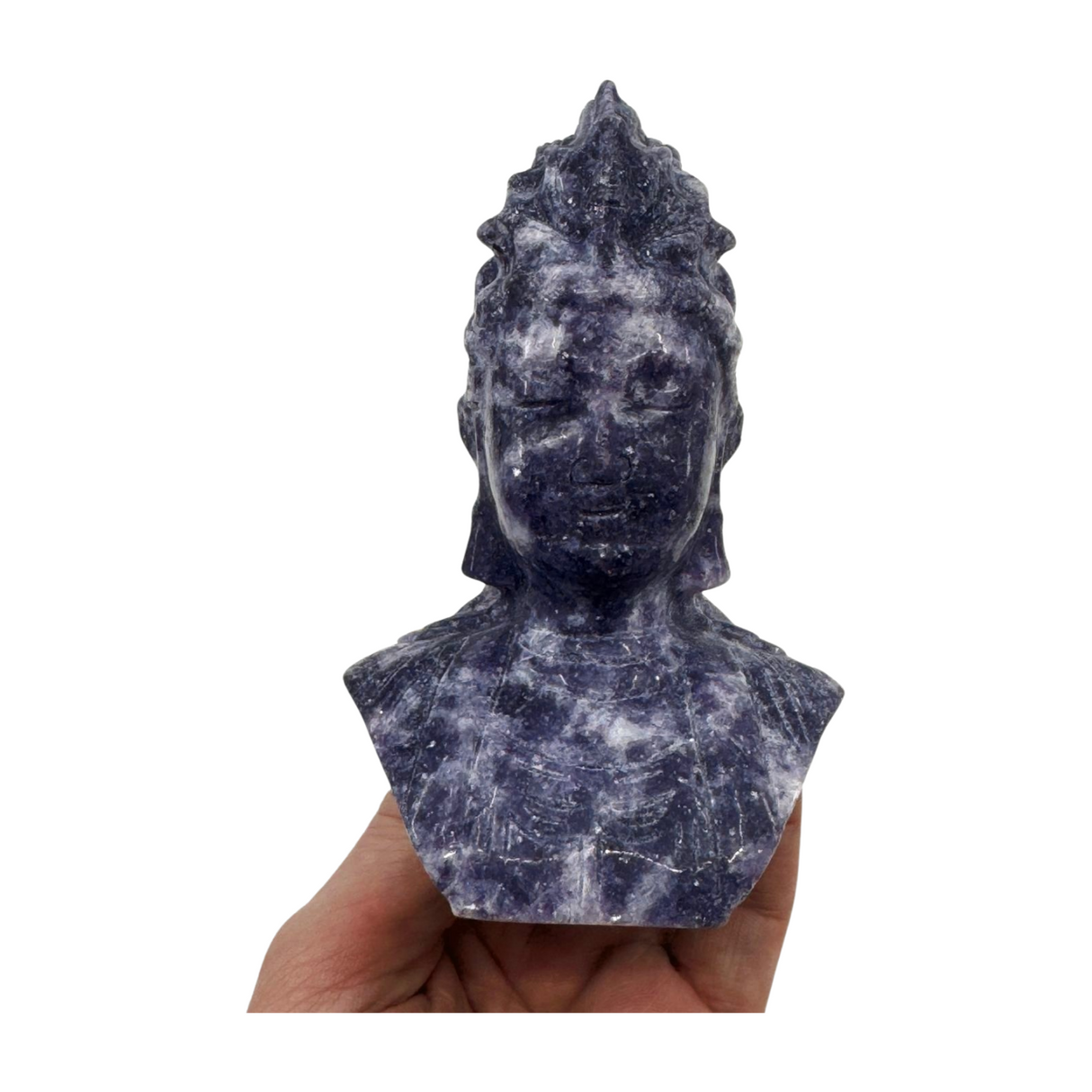 Lepidolite Goddess Kuan Yin Carving 404g - Balance. Calming.