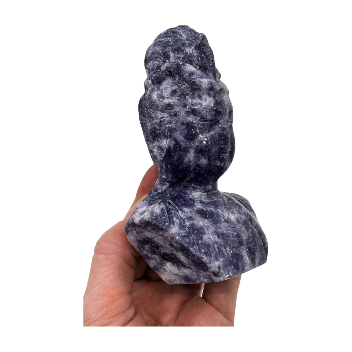 Lepidolite Goddess Kuan Yin Carving 404g - Balance. Calming.