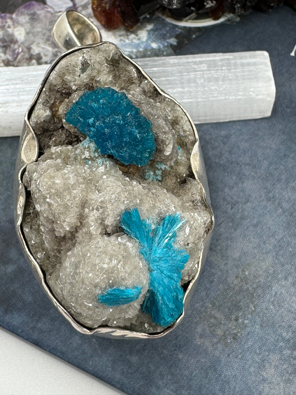 Cavansite XL Silver Pendant - Significant Life Changes