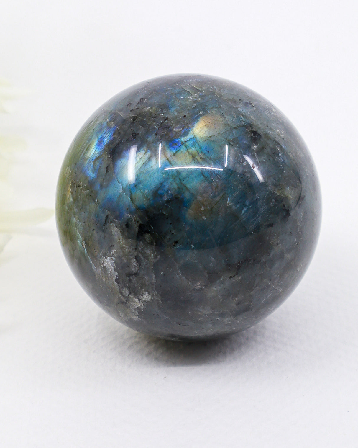 Labradorite Crystal Sphere 284g – Genuine Madagascan Labradorite with Brilliant Blue Flash