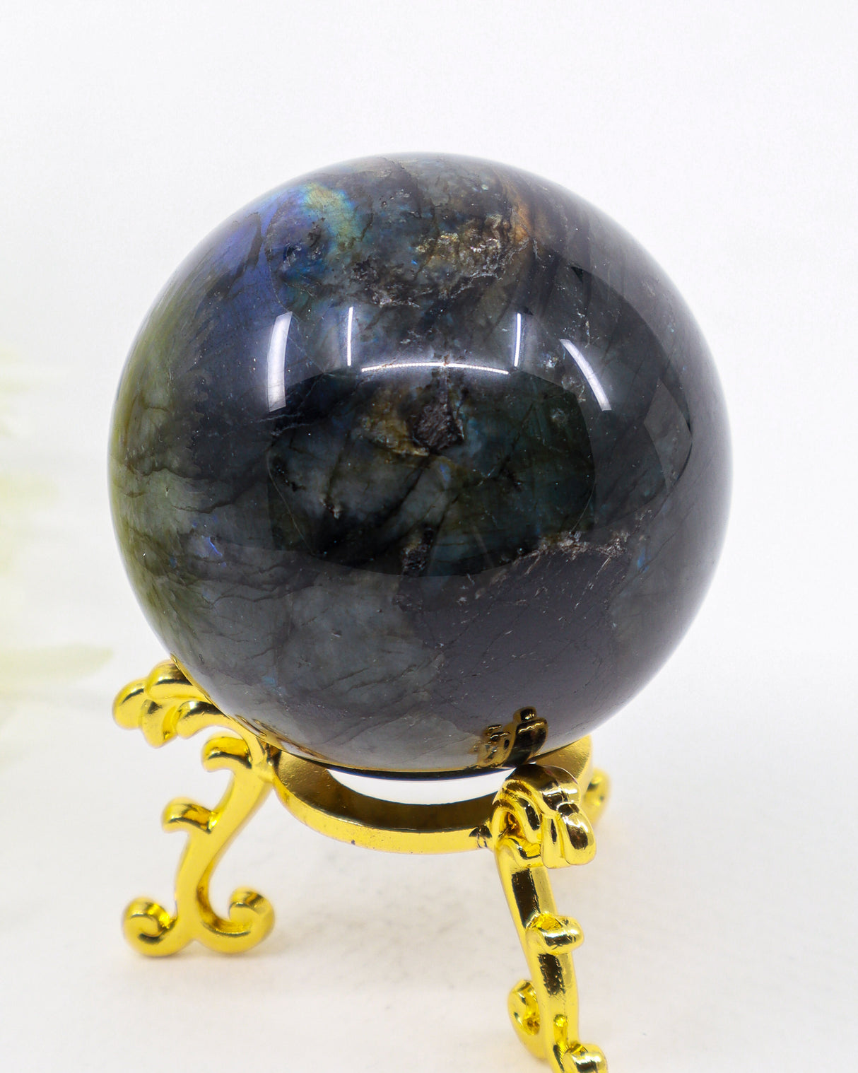 Labradorite Crystal Sphere 253g – Genuine Madagascan Labradorite with Blue, Aqua & Golden Flash