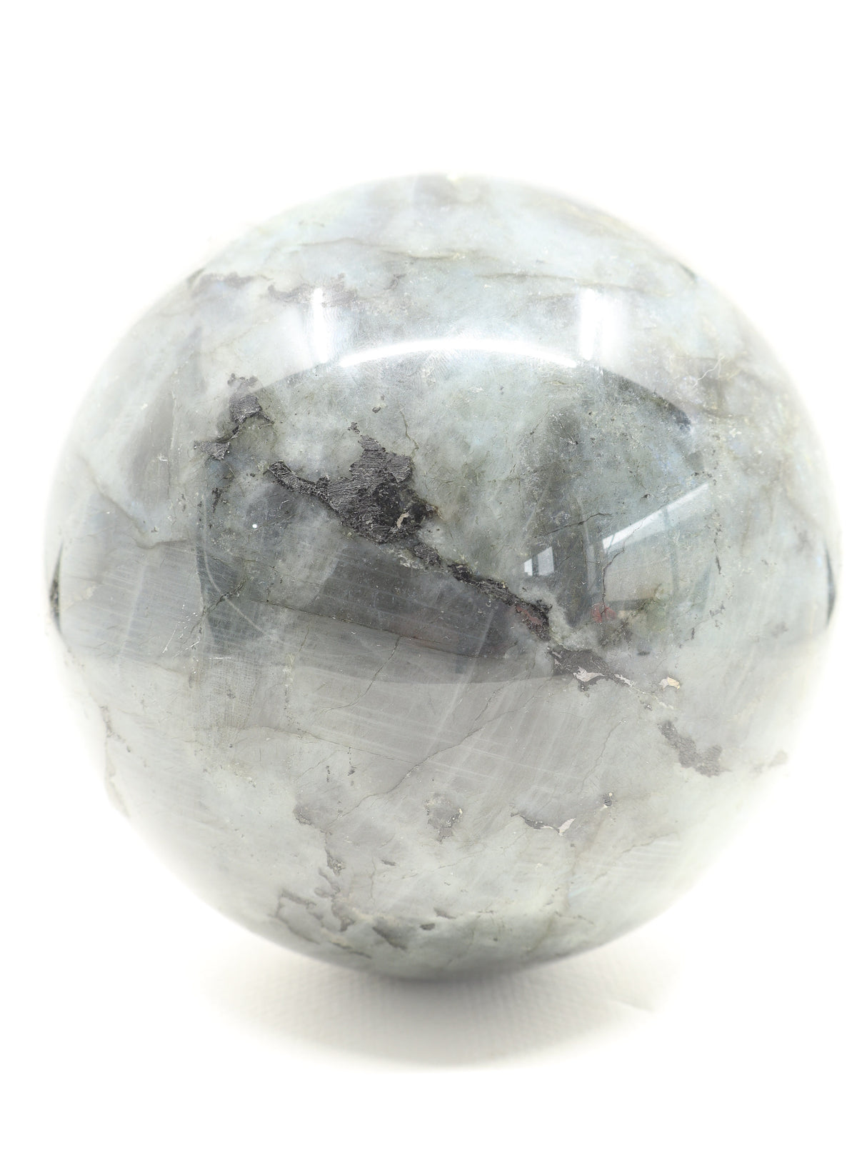 The Enchanted Realm – Magnificent 5.45kg Labradorite Sphere with Hand-Carved Wooden Stand