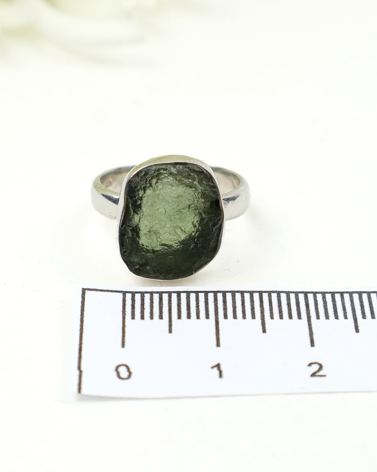 Genuine Czech Moldavite Sterling Silver Ring – Cosmic Portal | Size 5