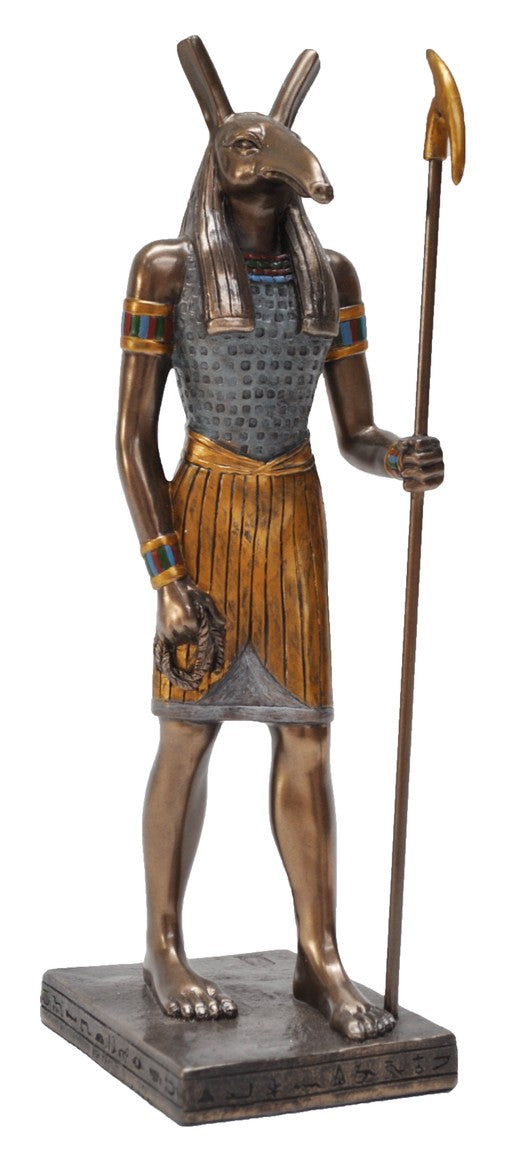 "Seth bronze statue – Egyptian God of Storms, Chaos and the Desert, protector of Ra and symbol of strength and transformation"