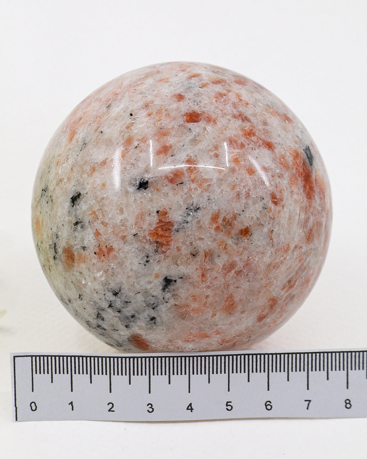 Natural Sunstone Sphere with Black Tourmaline Inclusions 699g – 8.5cm | Joy, Protection & Personal Power Crystal