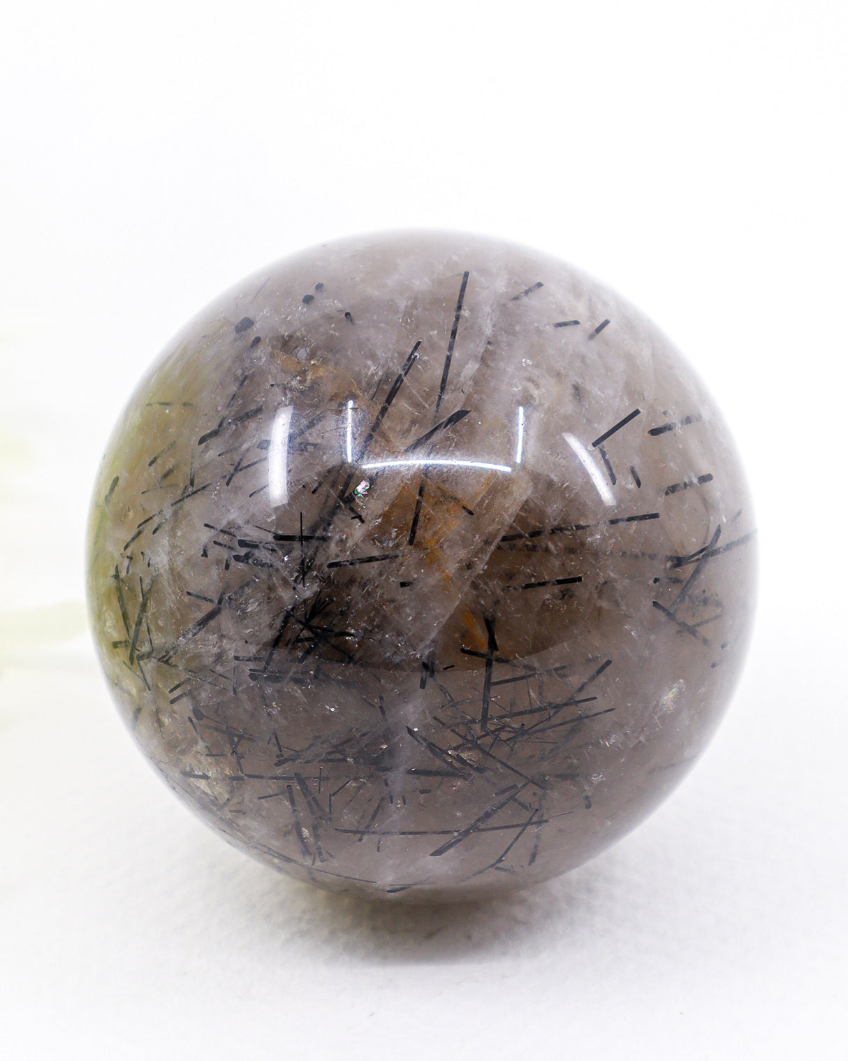 Black Tourmalinated Quartz Sphere 319g – A Crystal of Protection & Clarity