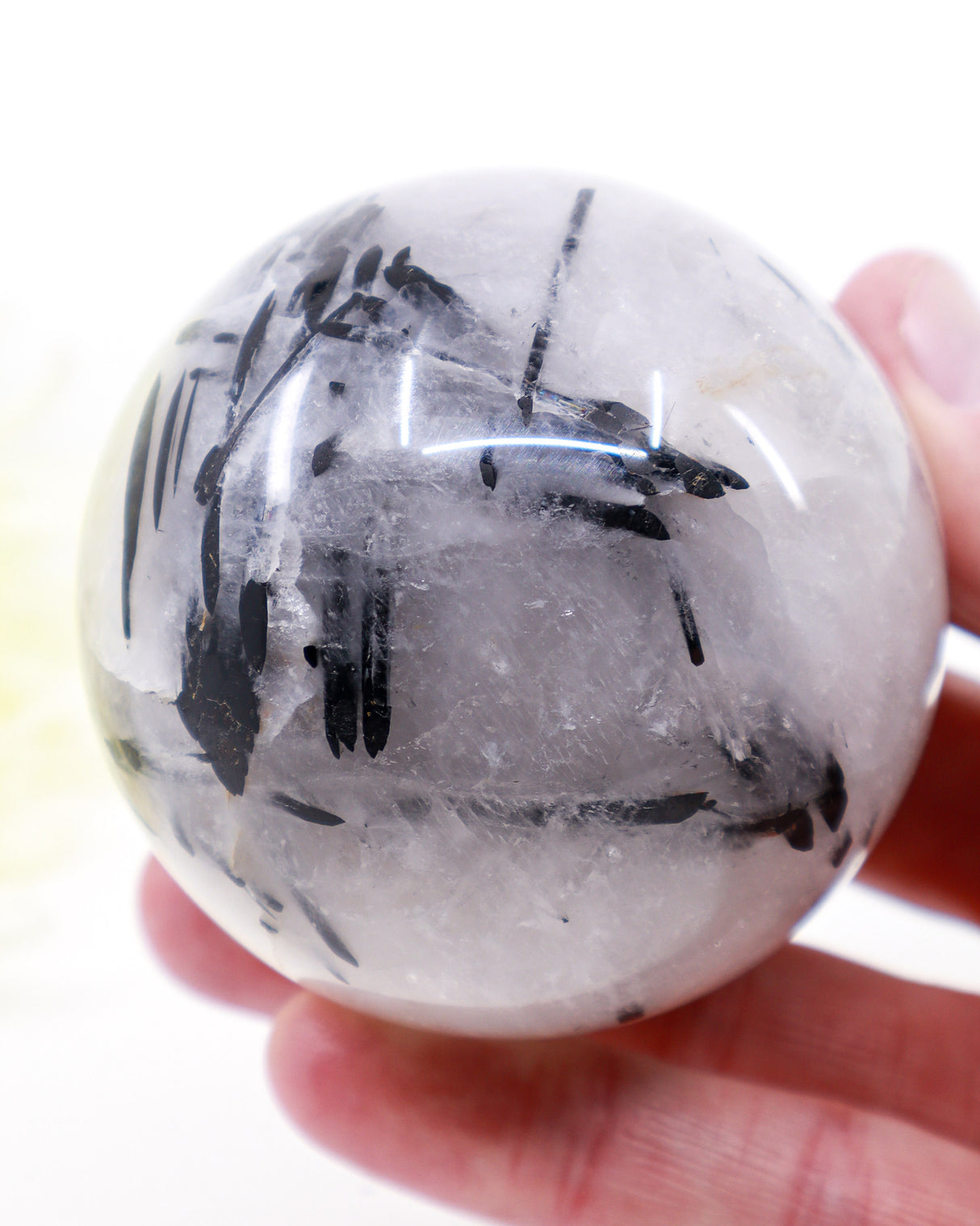 Black Tourmalinated Quartz Sphere 456g – A Stone of Protection, Balance & Clear Thinking