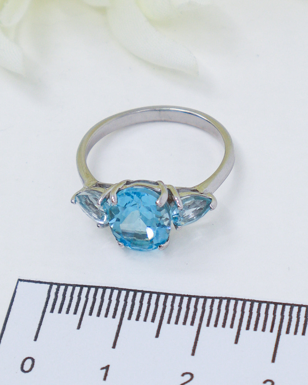 Blue Topaz Sterling Silver Ring – Sky Temple | Size 8