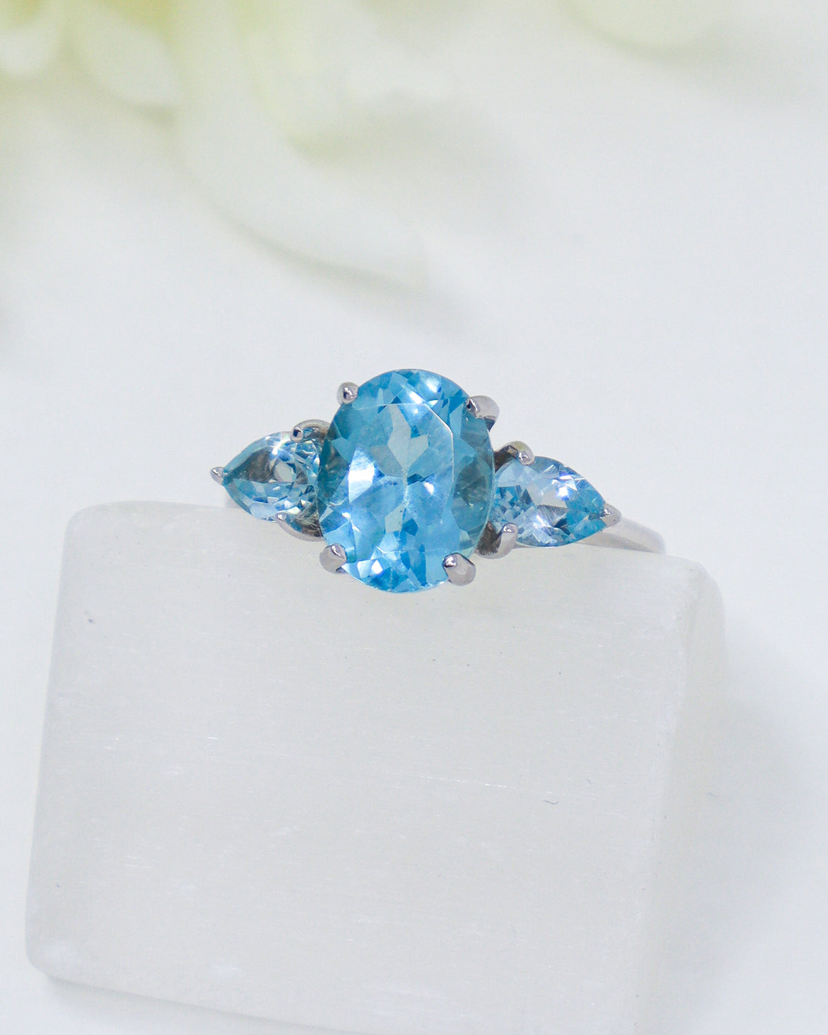 Blue Topaz Sterling Silver Ring – Sky Temple | Size 8