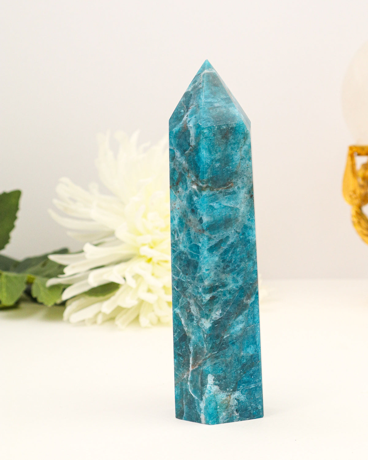 Blue Apatite Crystal Tower 476g – The Ocean of Possibilities | Motivation, Manifestation & Intuition