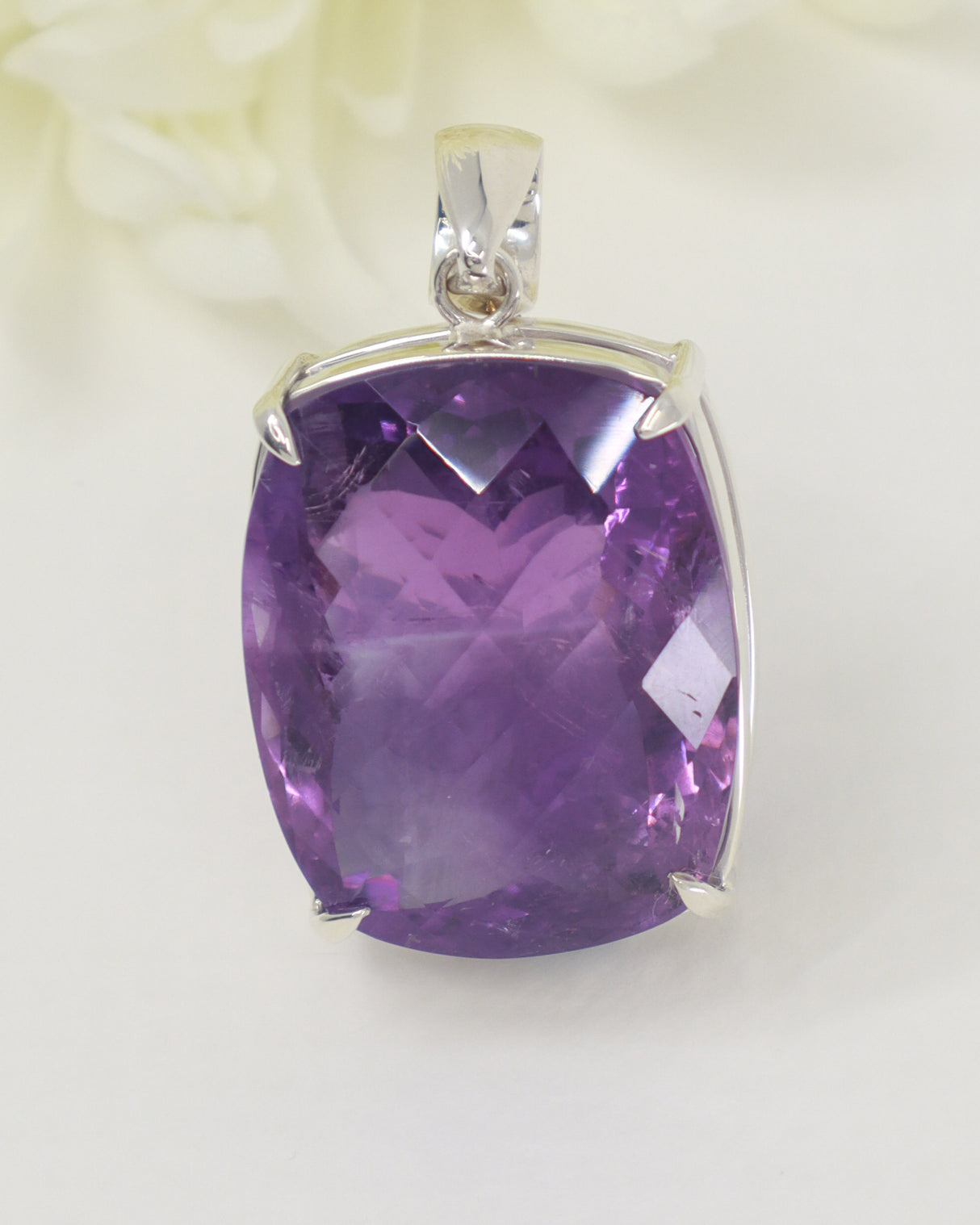 Brazilian Amethyst Sterling Silver Statement Pendant – Violet Temple