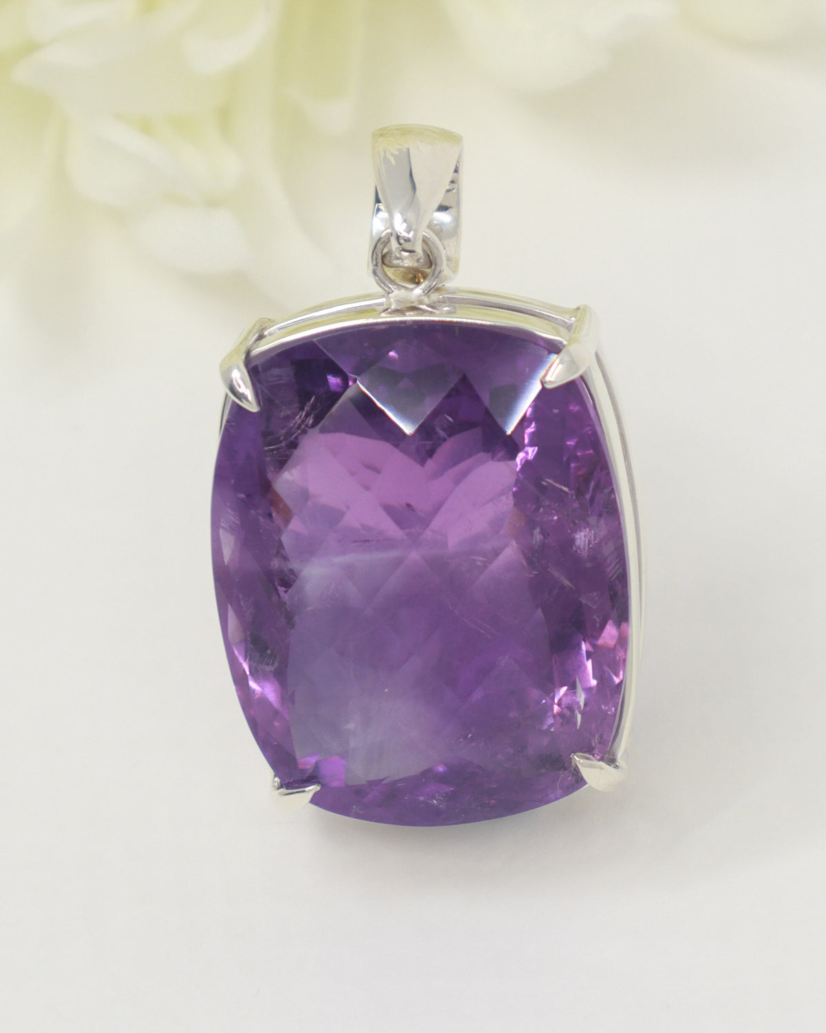 Brazilian Amethyst Sterling Silver Statement Pendant – Violet Temple