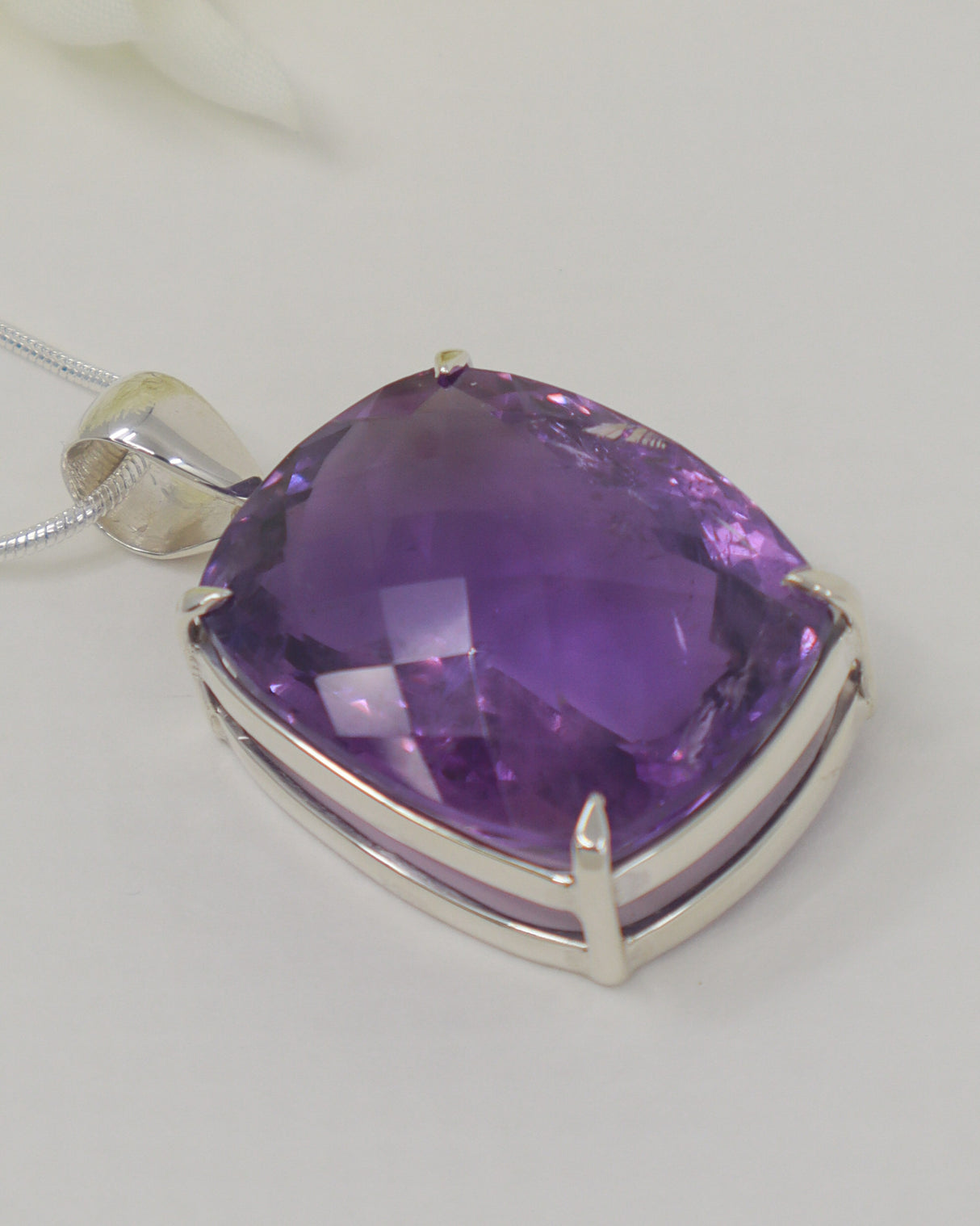 Brazilian Amethyst Sterling Silver Statement Pendant – Violet Temple