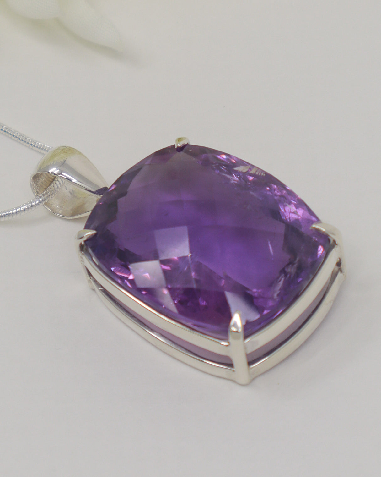 Brazilian Amethyst Sterling Silver Statement Pendant – Violet Temple