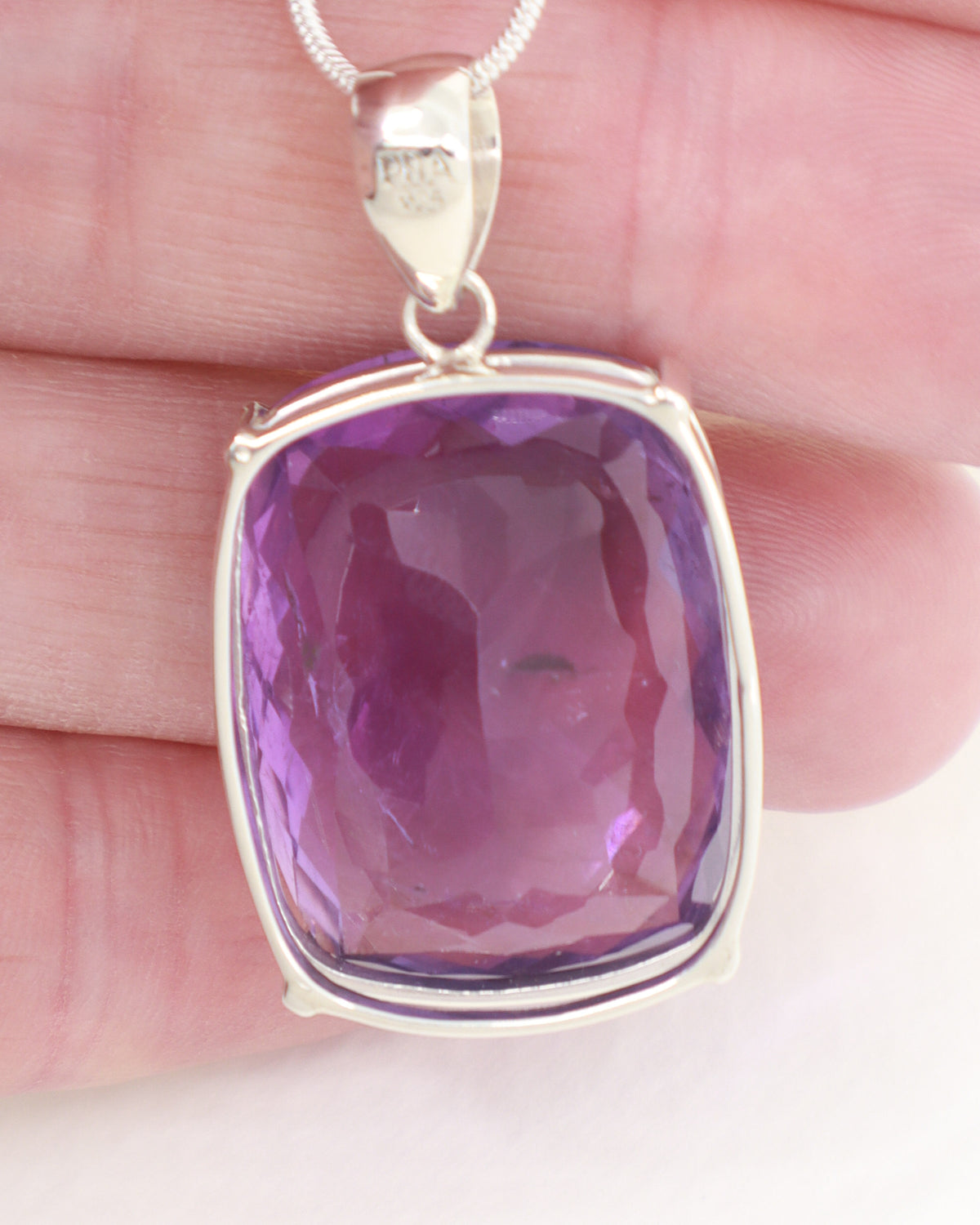 Brazilian Amethyst Sterling Silver Statement Pendant – Violet Temple