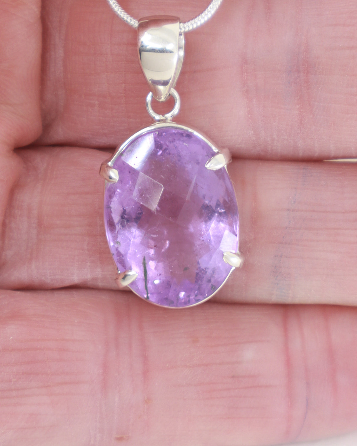 Brazilian Amethyst Sterling Silver Pendant – Lavender Light