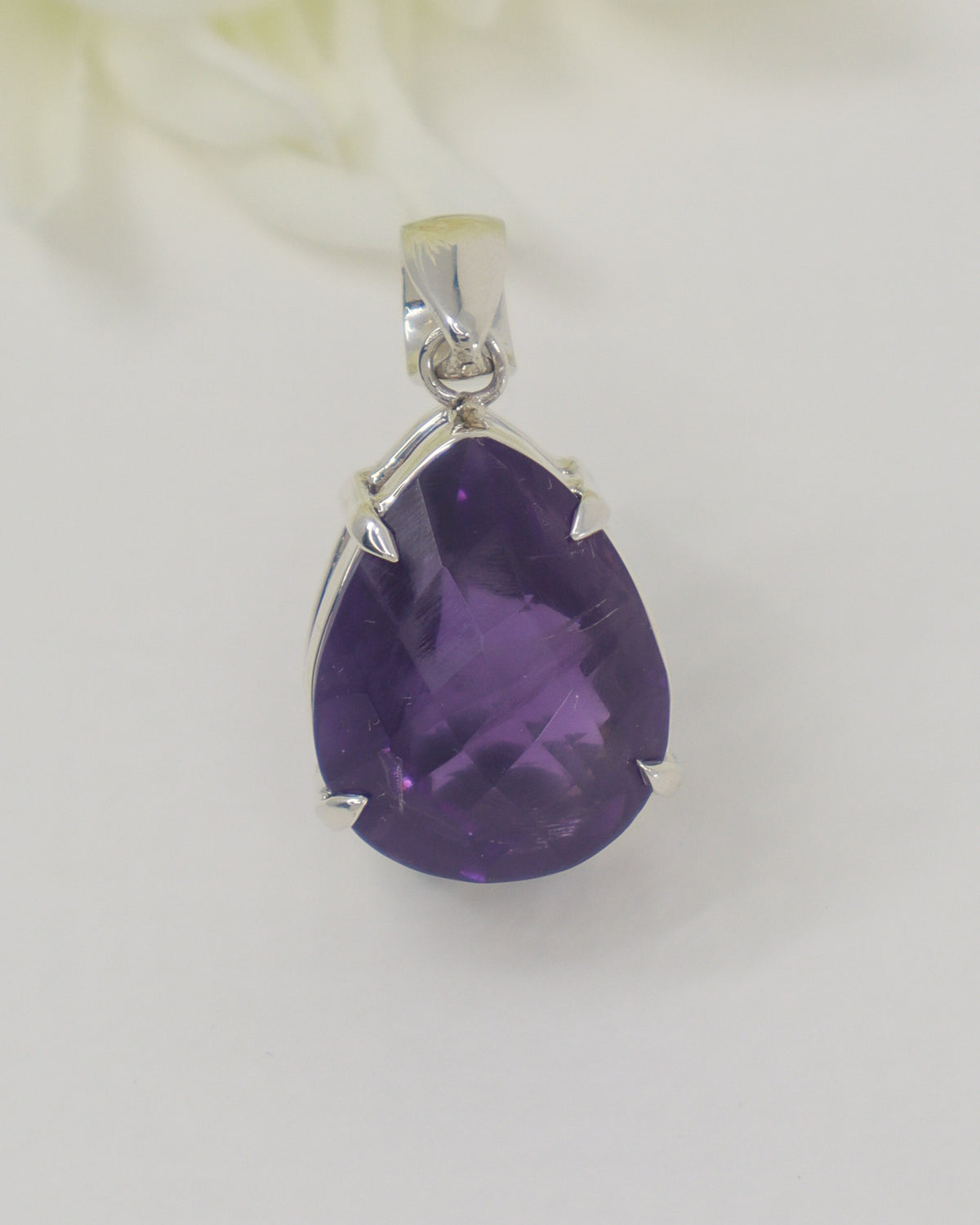 Brazilian Amethyst Sterling Silver Pendant – Violet Flame