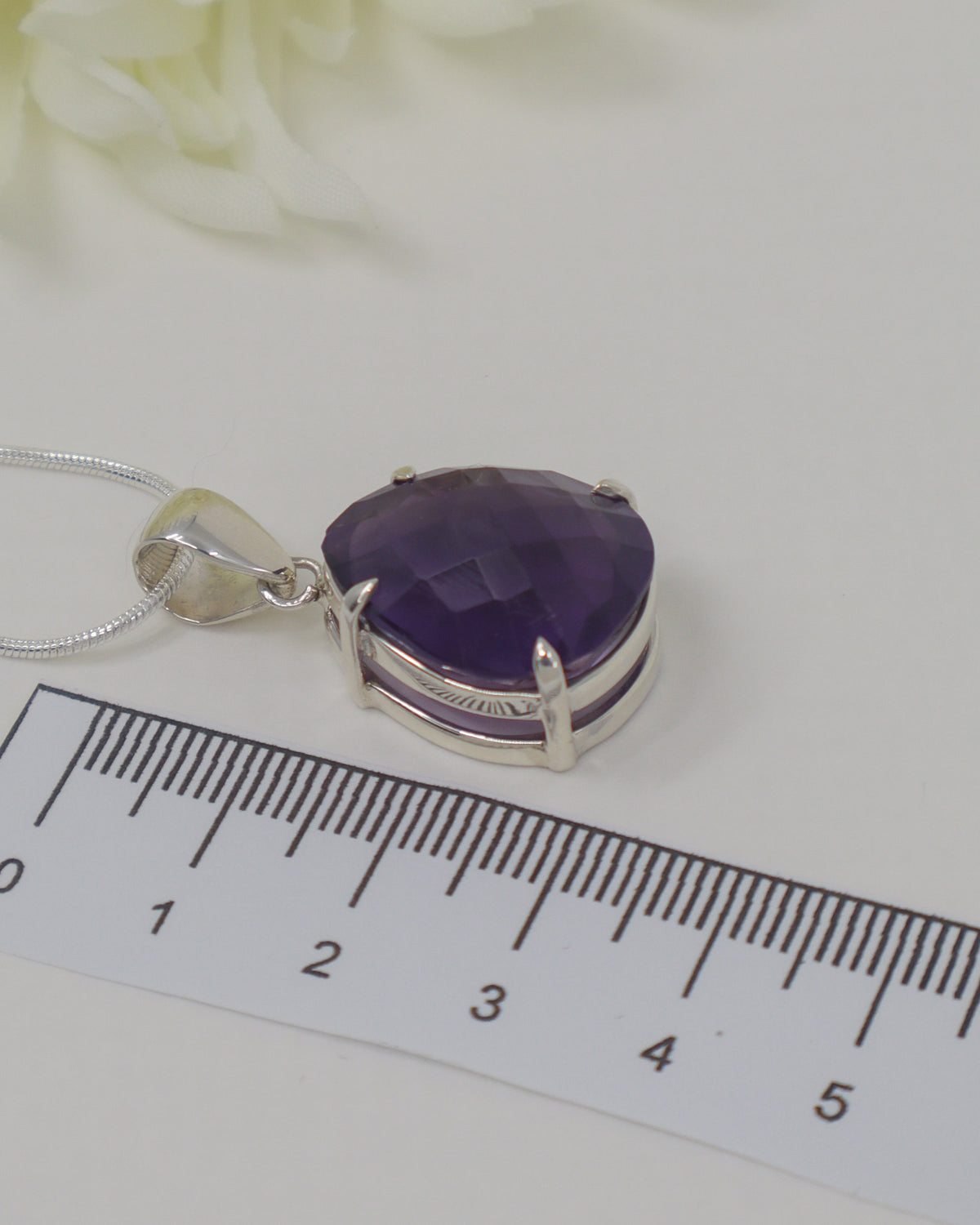 Brazilian Amethyst Sterling Silver Pendant – Violet Flame