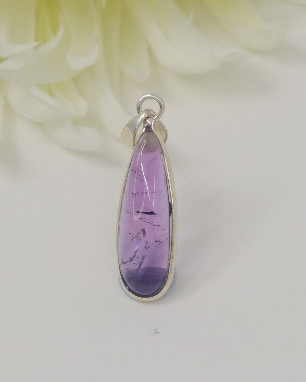 Amethyst Teardrop Sterling Silver Pendant | Calm & Intuition