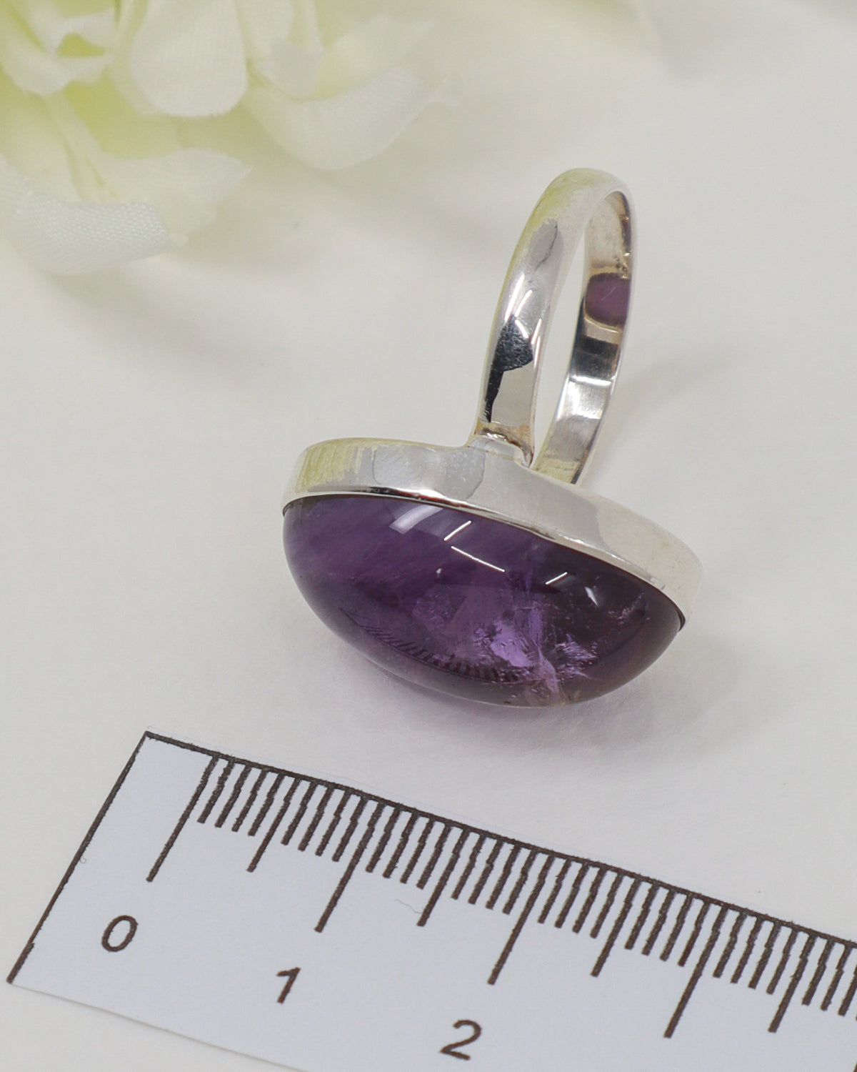 Brazilian Amethyst Cabochon Sterling Silver Ring | Size 9 | Inner Peace