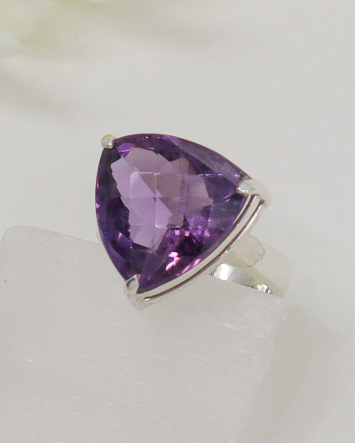 Brazilian Amethyst Sterling Silver Ring – Violet Wisdom | Size 8