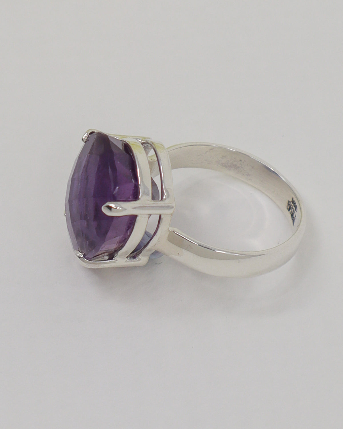 Brazilian Amethyst Sterling Silver Ring – Trinity of Wisdom | Size 7
