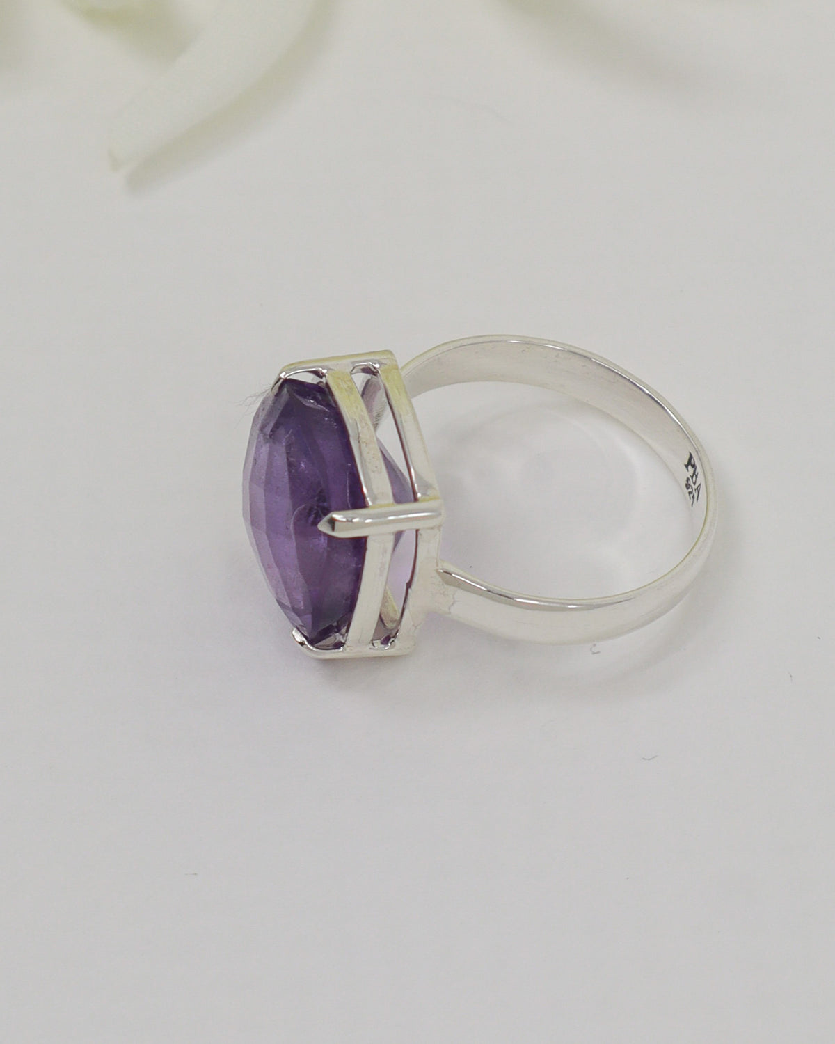 Brazilian Amethyst Sterling Silver Ring – Violet Sanctuary | Size 8