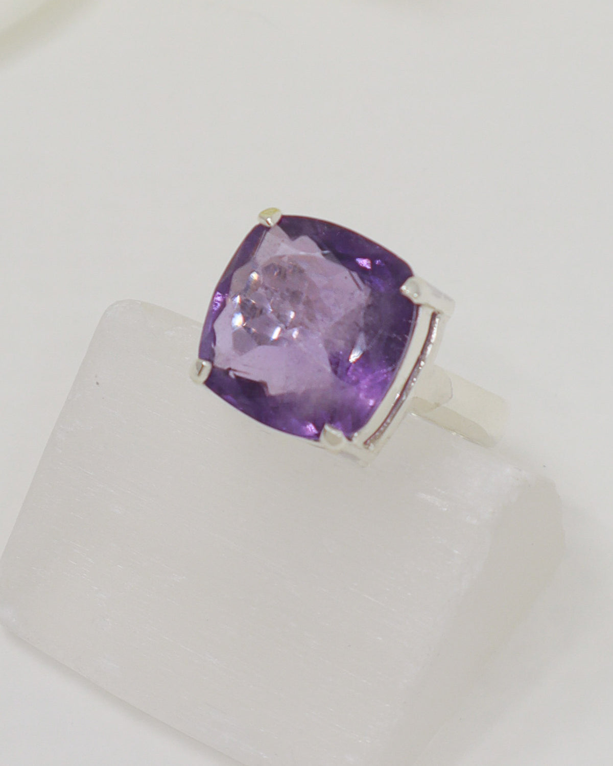 Brazilian Amethyst Sterling Silver Ring – Sacred Stillness | Size 6
