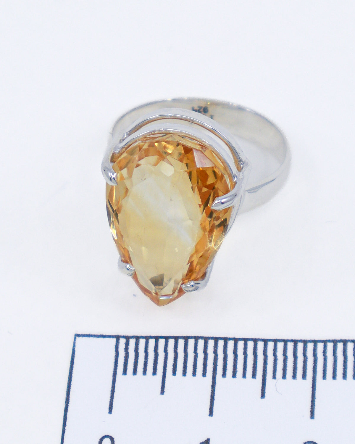 Brazilian Citrine Golden Sovereign Sterling Silver Ring – Size 8