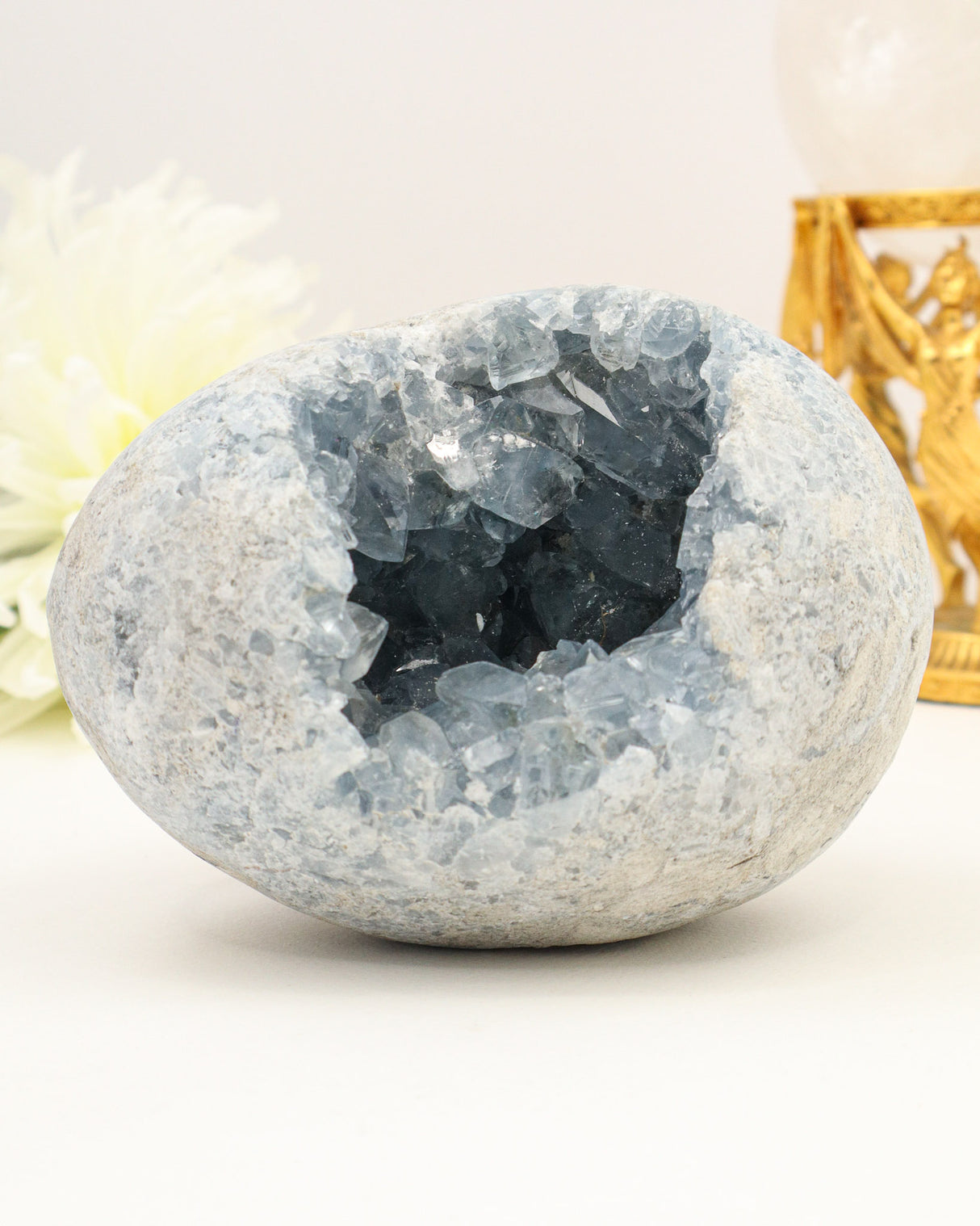 Celestite Geode Egg | 13cm | 2.3kg | Angelic Peace & Calm
