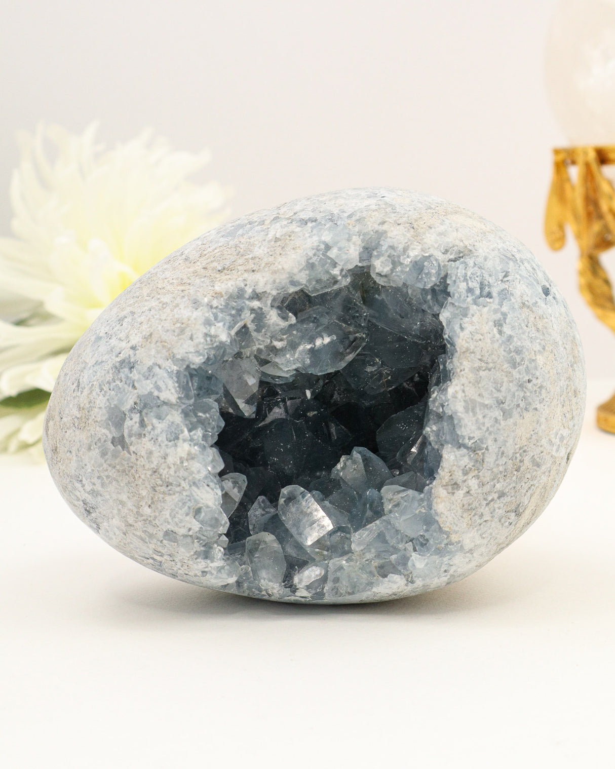 Celestite Geode Egg | 13cm | 2.3kg | Angelic Peace & Calm