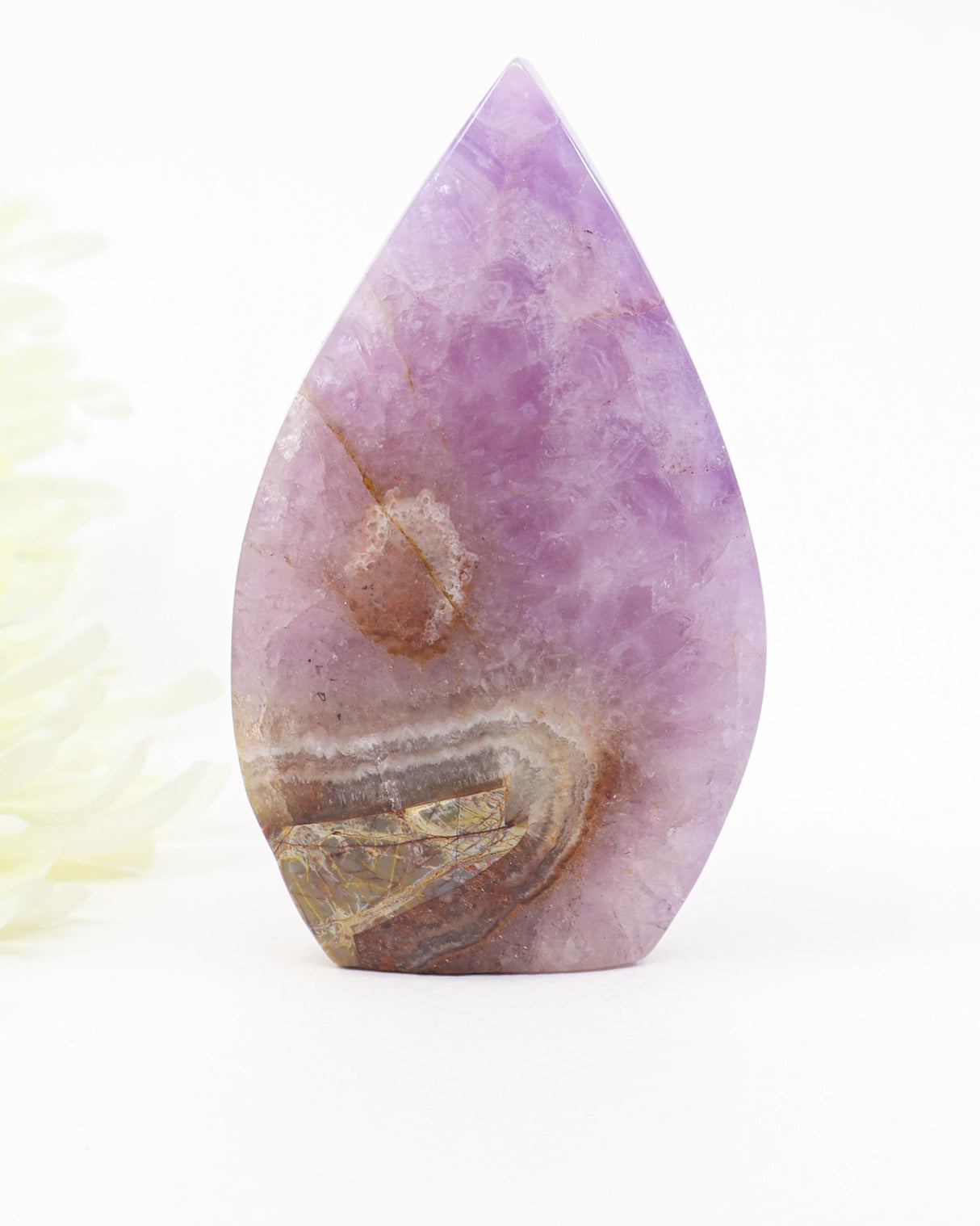 Beautiful Chevron Amethyst freeform featuring soft lavender tones, natural banding and unique matrix formations. Associated with intuition, clarity and spiritual growth.