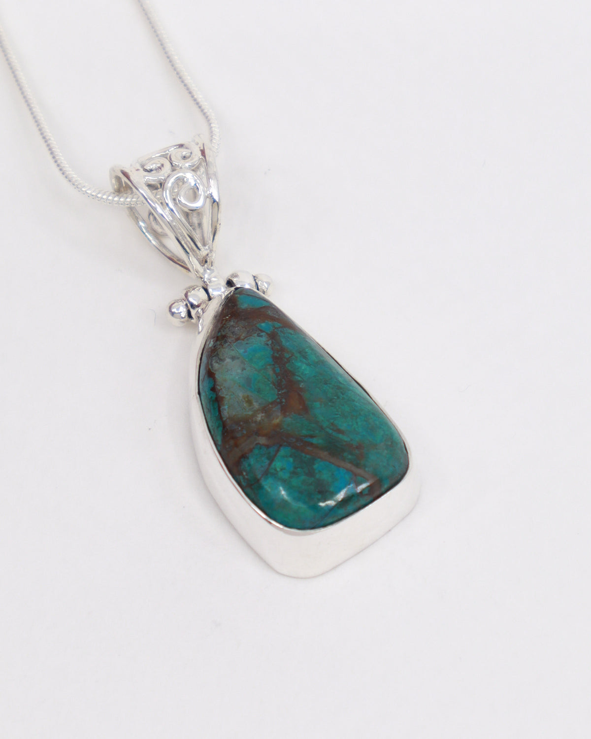 Chrysocolla Sterling Silver Pendant – The Earth & Ocean Talisman | Truth & Inner Wisdom
