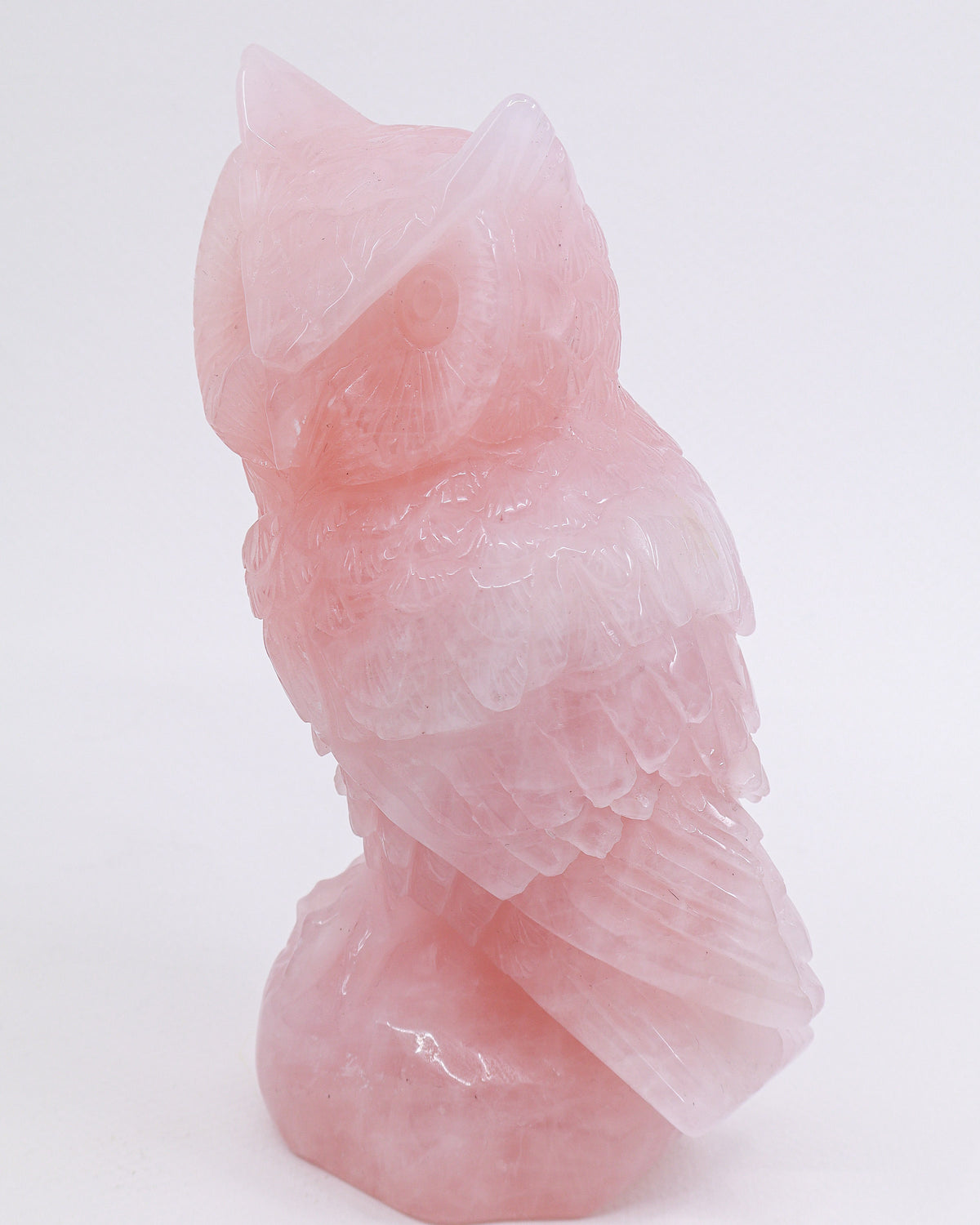 Rose Quartz Owl Carving 1.517kg – The Guardian of the Heart | Love, Wisdom & Compassion
