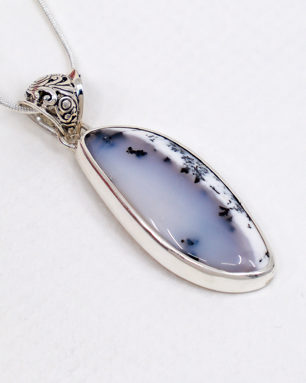 Dendritic Agate Sterling Silver Pendant – The Misty Forest | Grounding & Growth