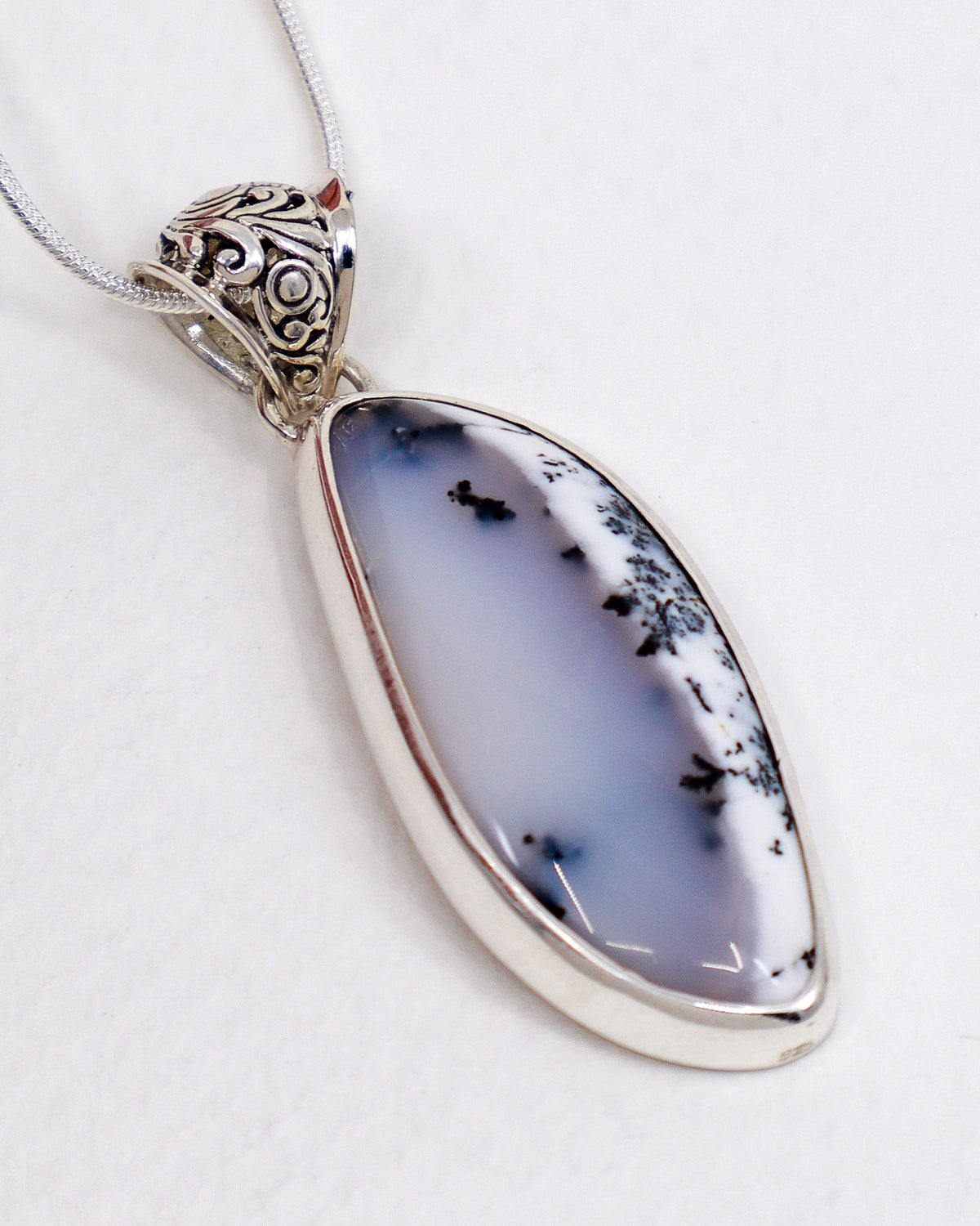 Dendritic Agate Sterling Silver Pendant – The Misty Forest | Grounding & Growth