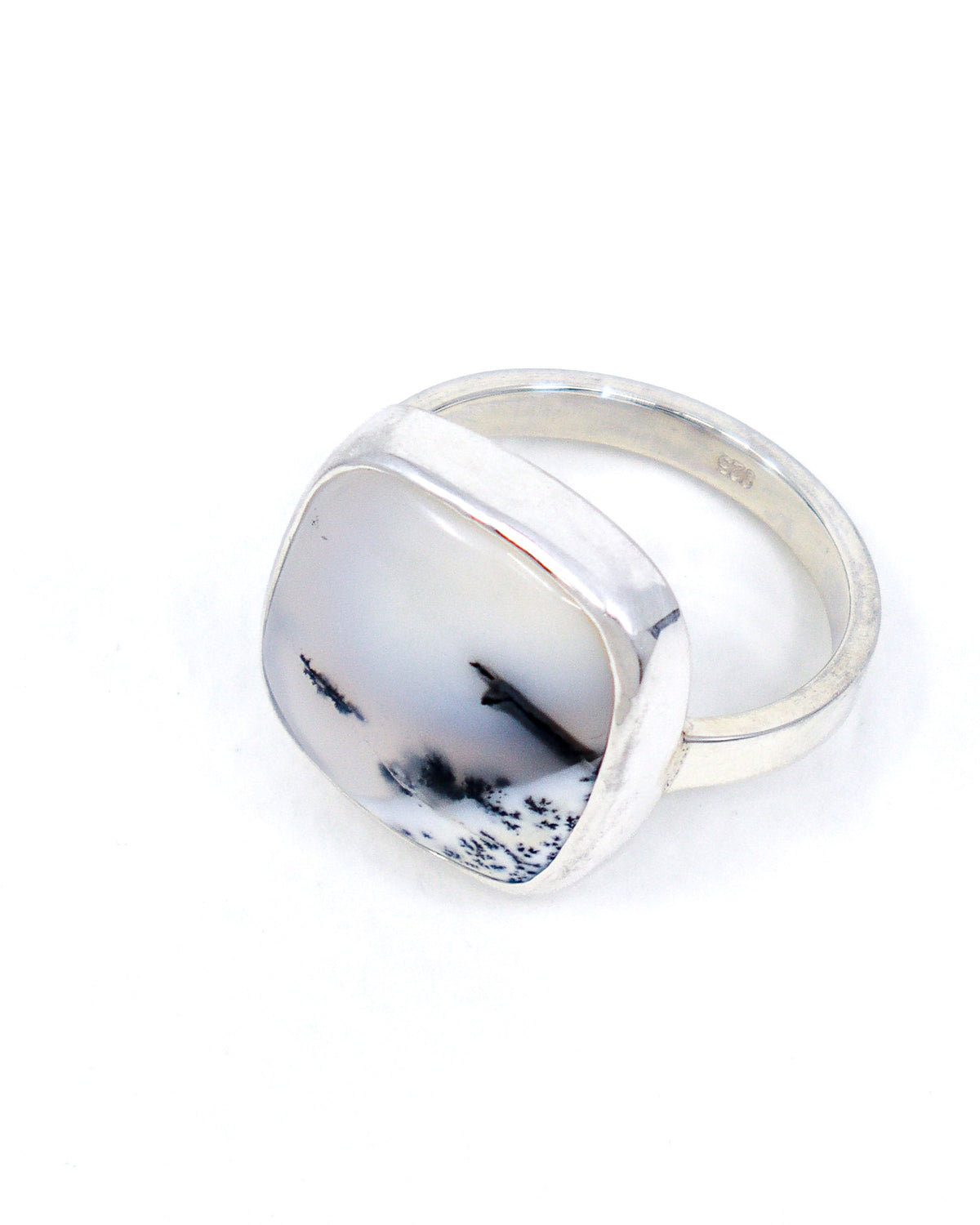 Dendritic Agate Sterling Silver Ring Size 9 – The Secret Garden | Growth & Grounding