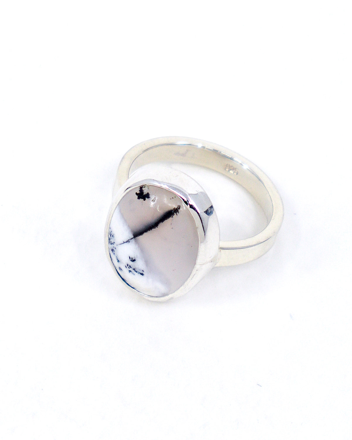 Dendritic Agate Sterling Silver Ring Size 7 – The Whispering Branch | Growth & Grounding