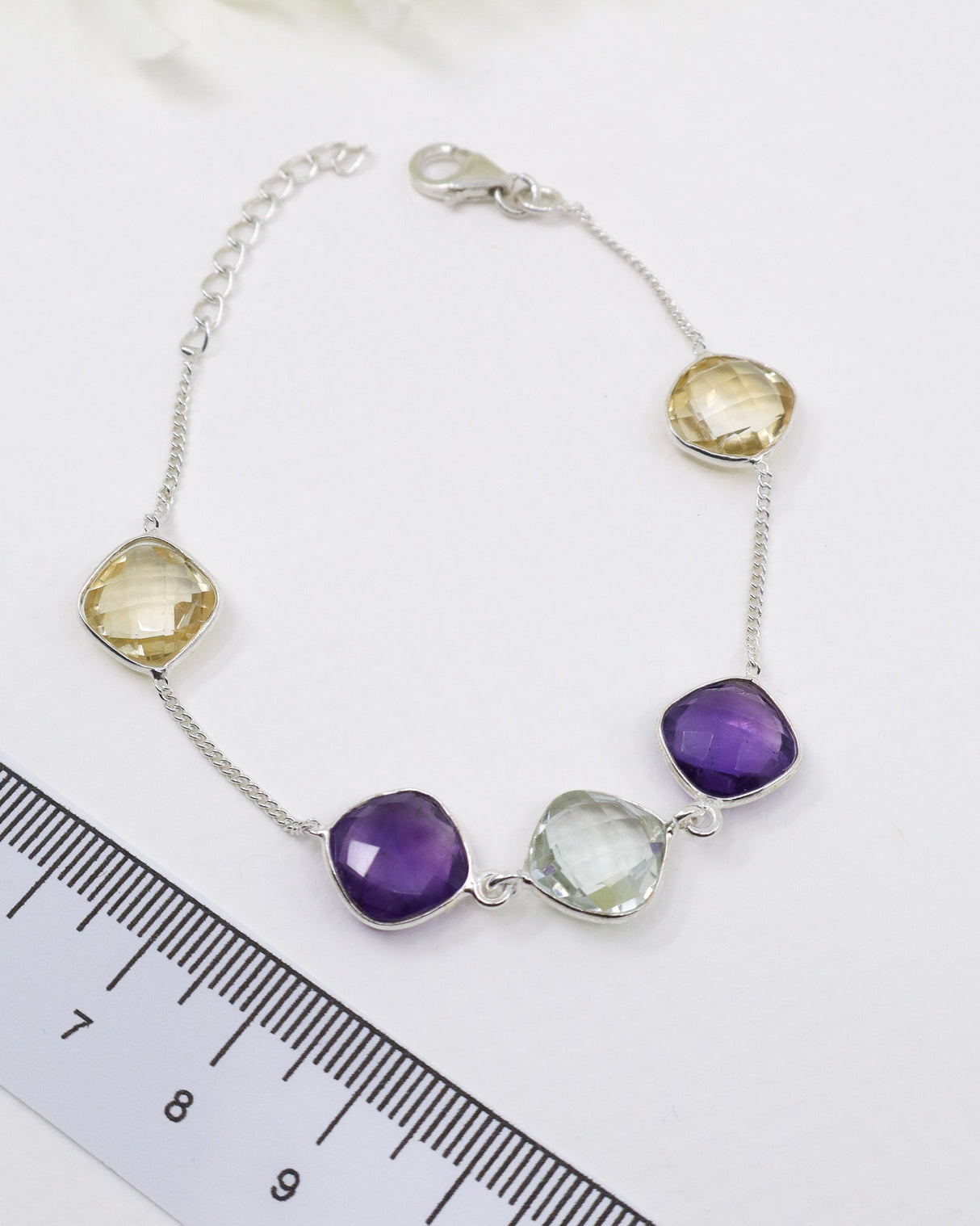Amethyst, Citrine & Green Amethyst (Prasiolite) Bracelet | Balance, Abundance & Spiritual Harmony
