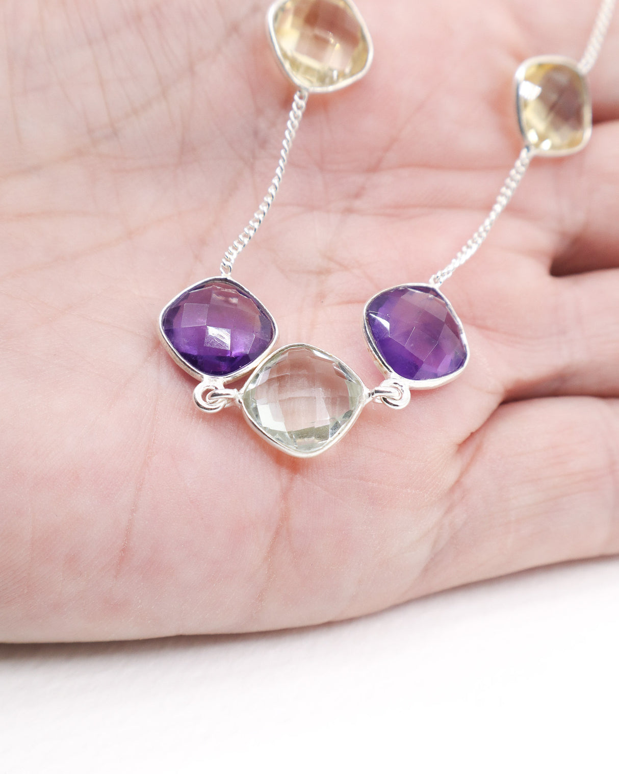 Amethyst, Citrine & Green Amethyst (Prasiolite) Bracelet | Balance, Abundance & Spiritual Harmony