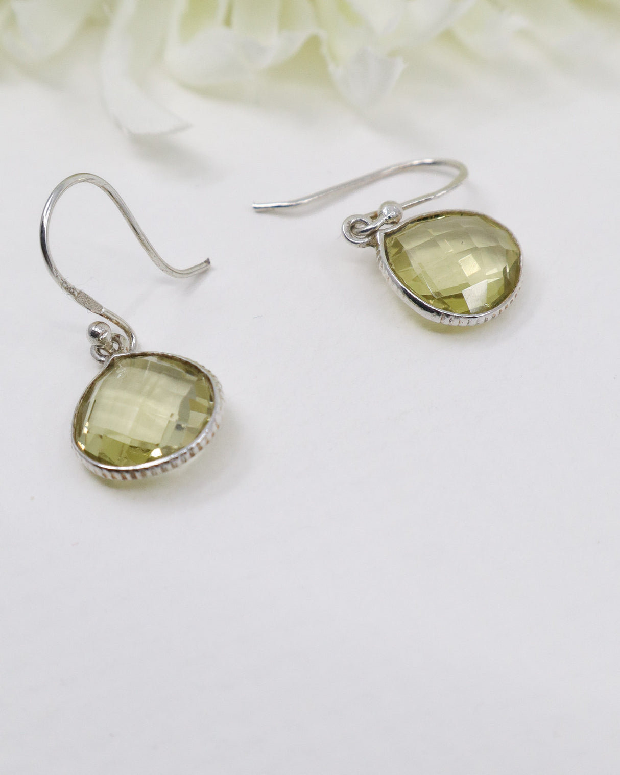 Green Amethyst Sterling Silver Earrings | Calm & Heart Healing