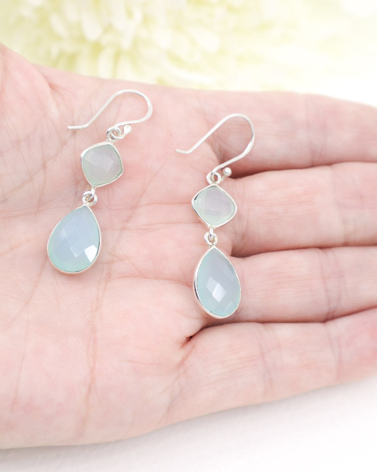 Blue Chalcedony Sterling Silver Drop Earrings | Peace & Communication