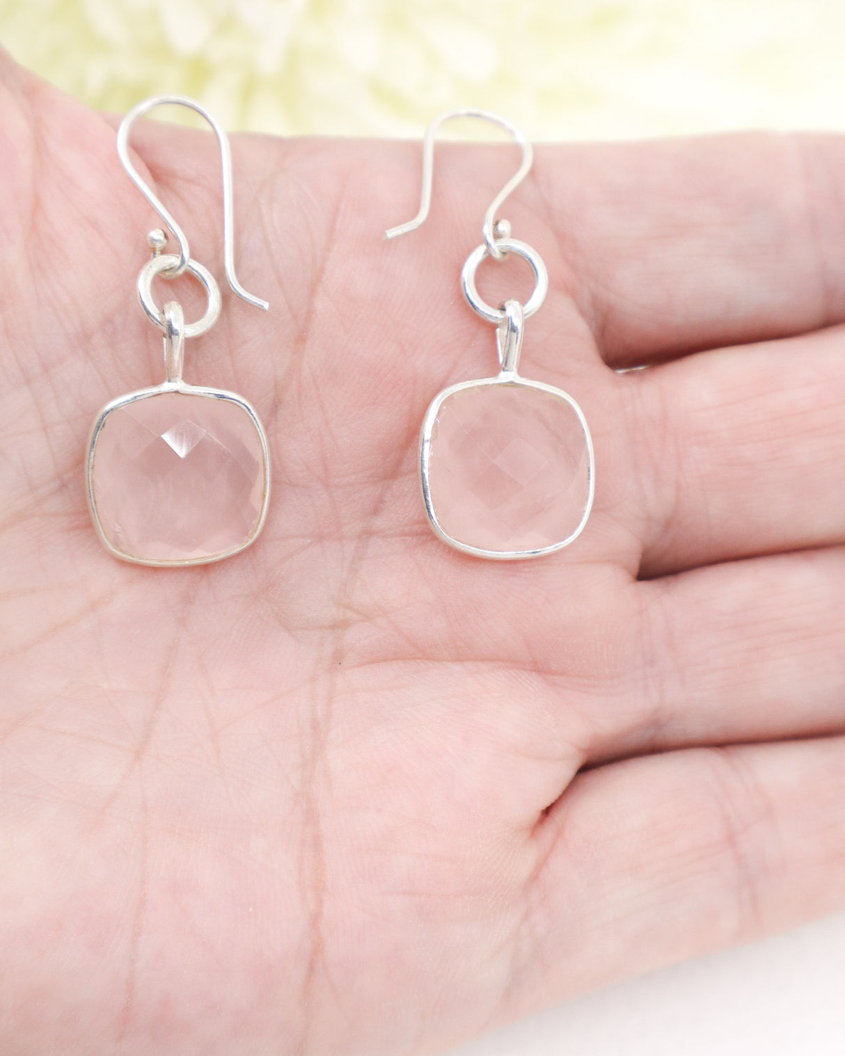 Rose Quartz Sterling Silver Earrings | Love & Self Love