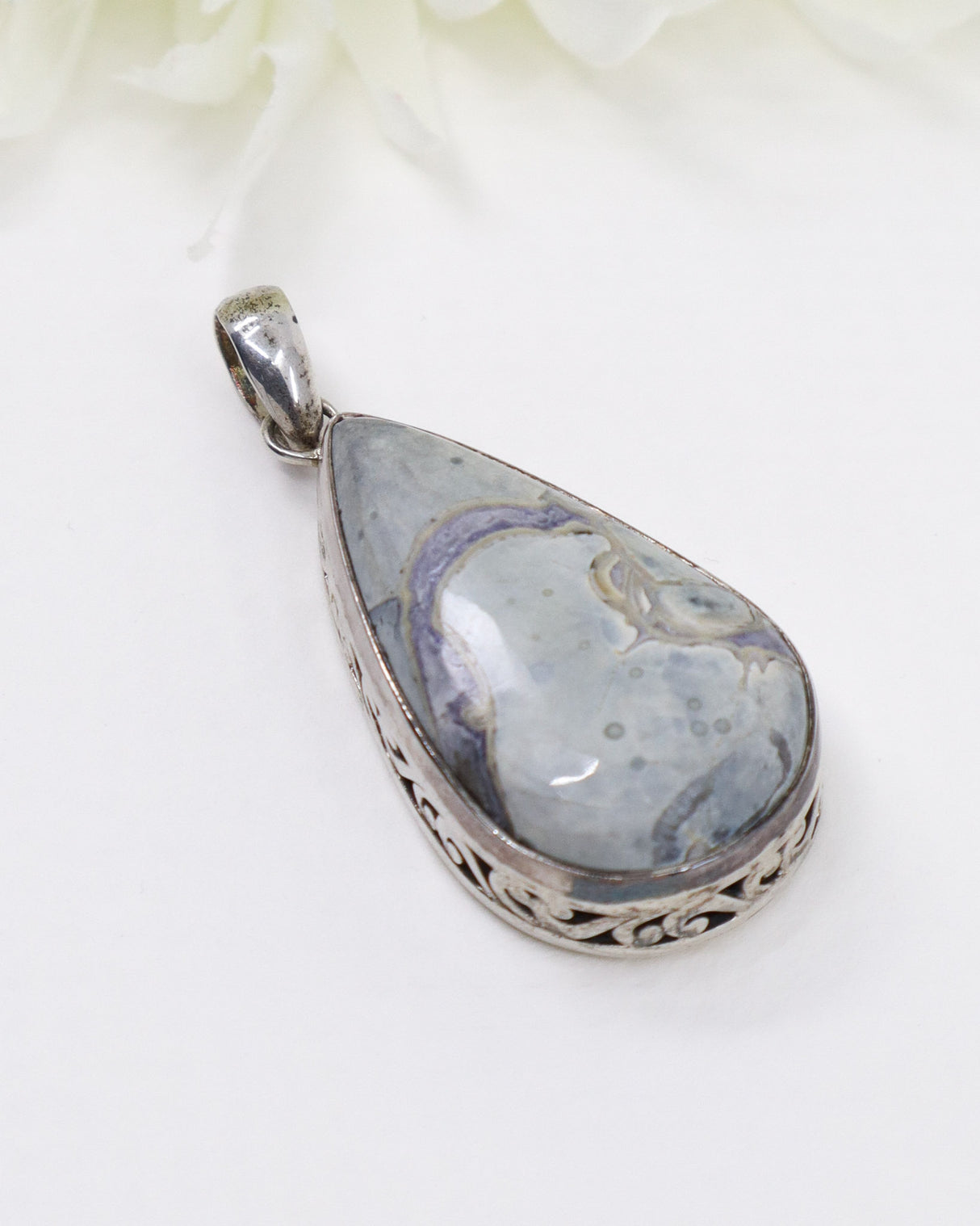 Orbicular Ocean Jasper Sterling Silver Pendant | Emotional Calm & Joy