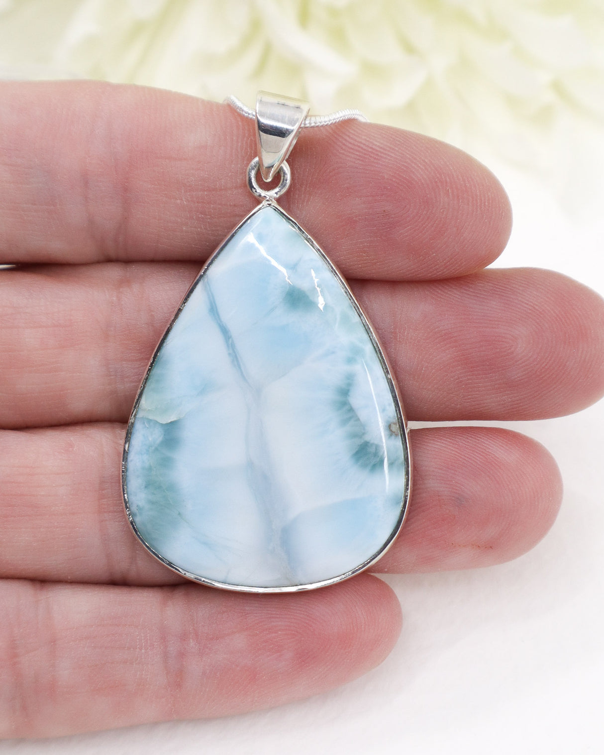 Larimar Pendant .925 Silver Teardrop – Stone of Serenity, Healing & Divine Feminine Flow